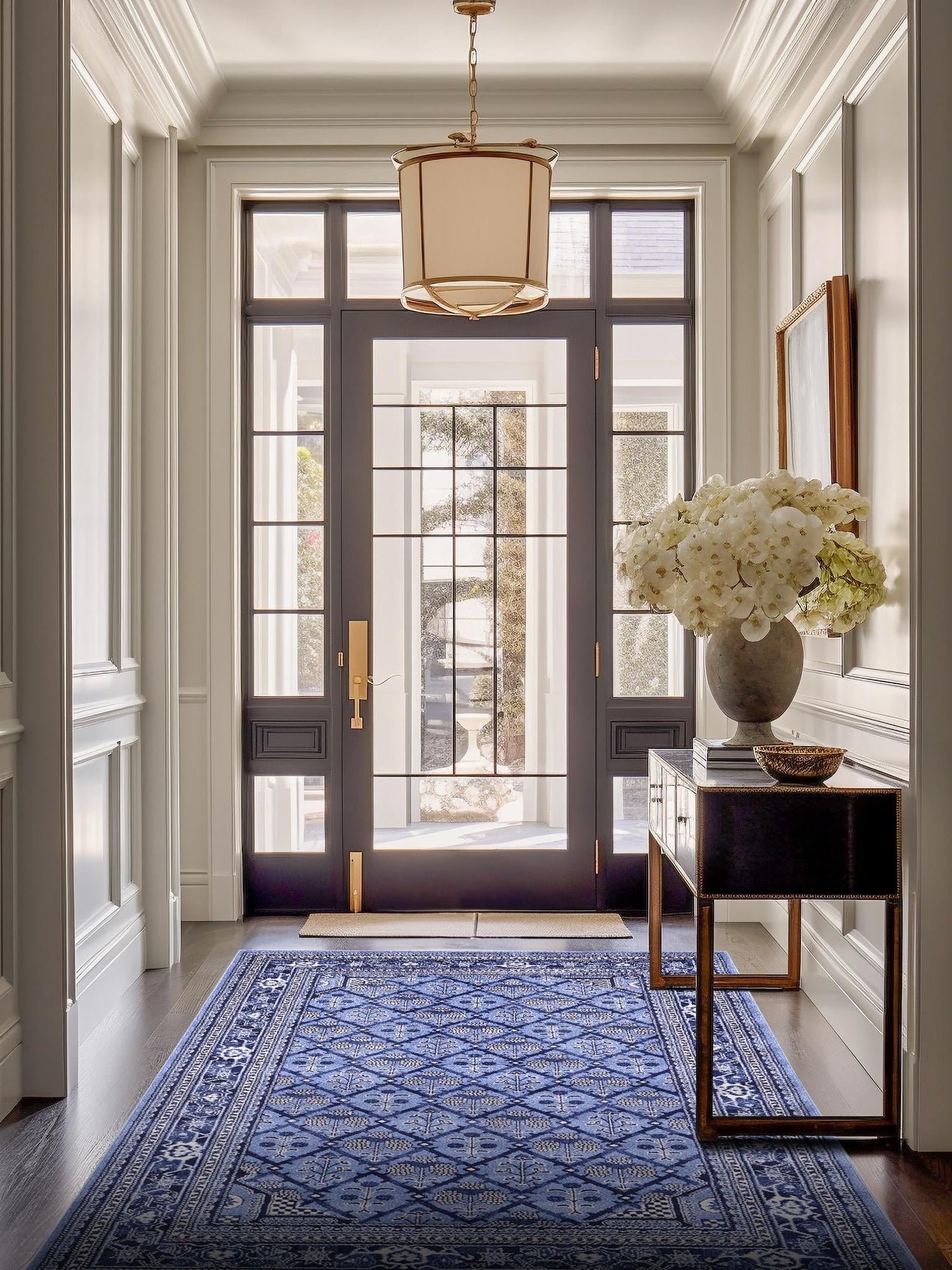 Blue 9' x 12' La Jolla Rectangle Area Rug 100% Polypropylene Traditional Pattern Easy Clean Carpet for Living, Dining, Bedroom, Office for Sale at Rug Engine