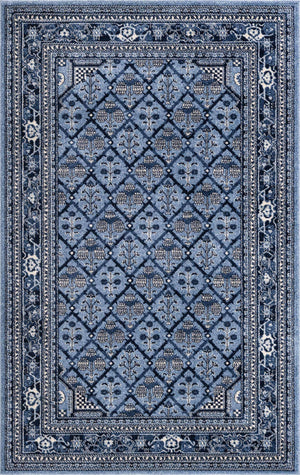 Blue 5' 3 x 8' La Jolla Rectangle Area Rug 100% Polypropylene Traditional Pattern Easy Clean Carpet for Living, Dining, Bedroom, Office for Sale at Rug Engine