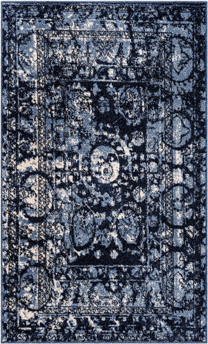 Blue 3' 1 x 5' 3 La Jolla Rectangle Area Rug 100% Polypropylene Traditional Pattern Easy Clean Carpet for Living, Dining, Bedroom, Office for Sale at Rug Engine