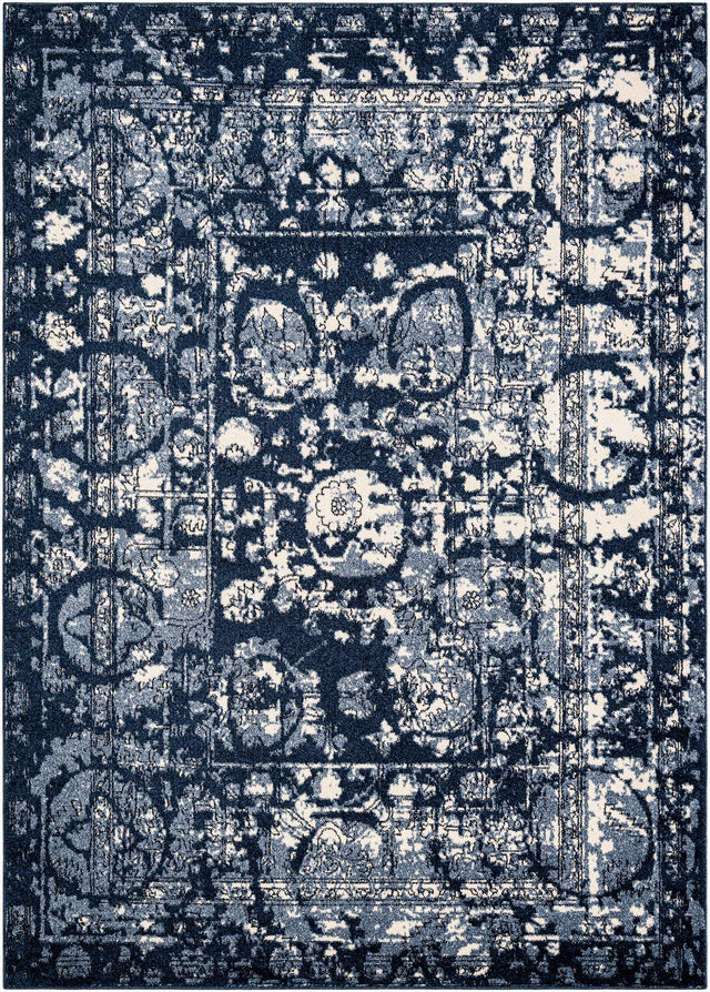 Blue 7' 1 x 10' La Jolla Rectangle Area Rug 100% Polypropylene Traditional Pattern Easy Clean Carpet for Living, Dining, Bedroom, Office for Sale at Rug Engine
