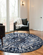 Blue 3' 1 x 3' 1 La Jolla Round Area Rug 100% Polypropylene Traditional Pattern Easy Clean Carpet for Living, Dining, Bedroom, Office for Sale at Rug Engine