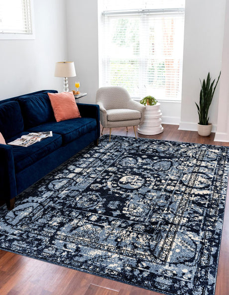 Blue 10' x 14' 1 La Jolla Rectangle Area Rug 100% Polypropylene Traditional Pattern Easy Clean Carpet for Living, Dining, Bedroom, Office for Sale at Rug Engine