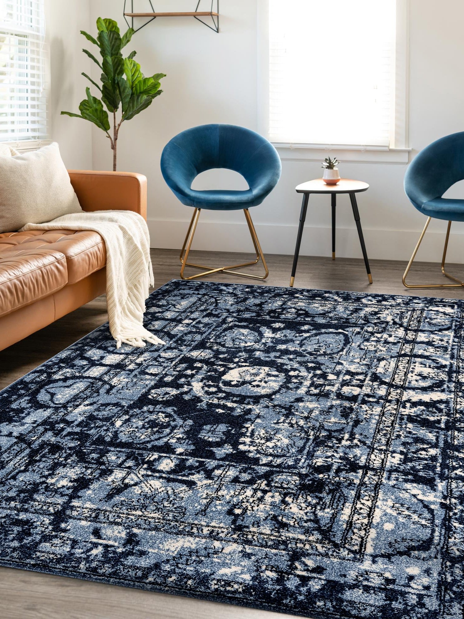 Blue 10' x 14' 1 La Jolla Rectangle Area Rug 100% Polypropylene Traditional Pattern Easy Clean Carpet for Living, Dining, Bedroom, Office for Sale at Rug Engine