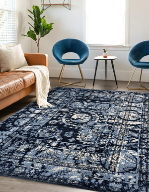 Blue 10' x 14' 1 La Jolla Rectangle Area Rug 100% Polypropylene Traditional Pattern Easy Clean Carpet for Living, Dining, Bedroom, Office for Sale at Rug Engine