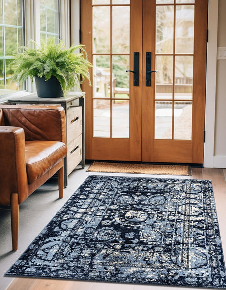 Blue 10' x 14' 1 La Jolla Rectangle Area Rug 100% Polypropylene Traditional Pattern Easy Clean Carpet for Living, Dining, Bedroom, Office for Sale at Rug Engine