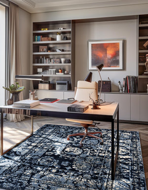 Blue 10' x 14' 1 La Jolla Rectangle Area Rug 100% Polypropylene Traditional Pattern Easy Clean Carpet for Living, Dining, Bedroom, Office for Sale at Rug Engine
