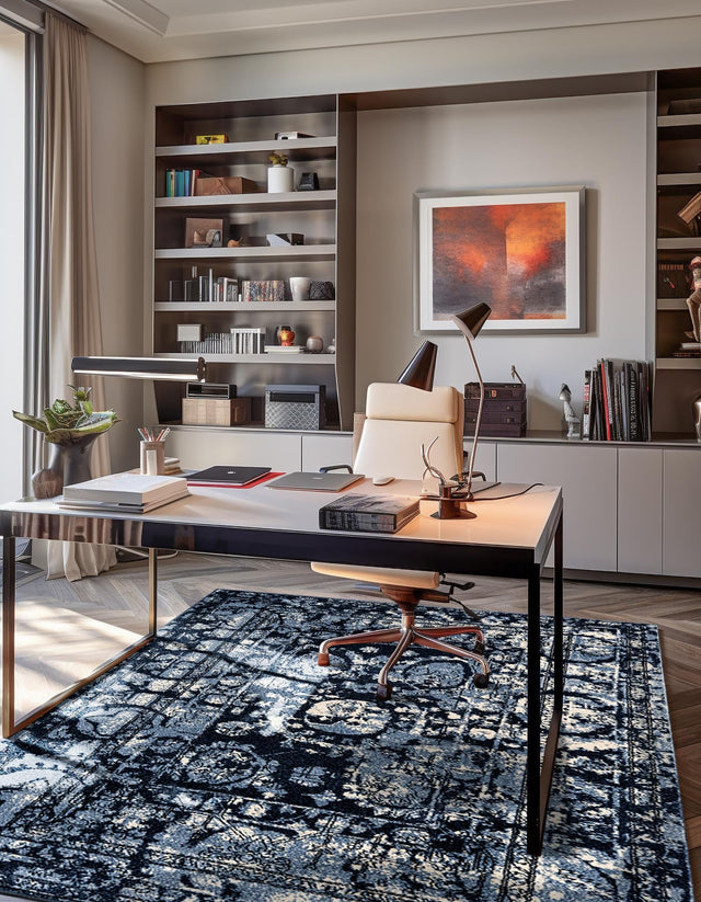 Blue 10' x 14' 1 La Jolla Rectangle Area Rug 100% Polypropylene Traditional Pattern Easy Clean Carpet for Living, Dining, Bedroom, Office for Sale at Rug Engine