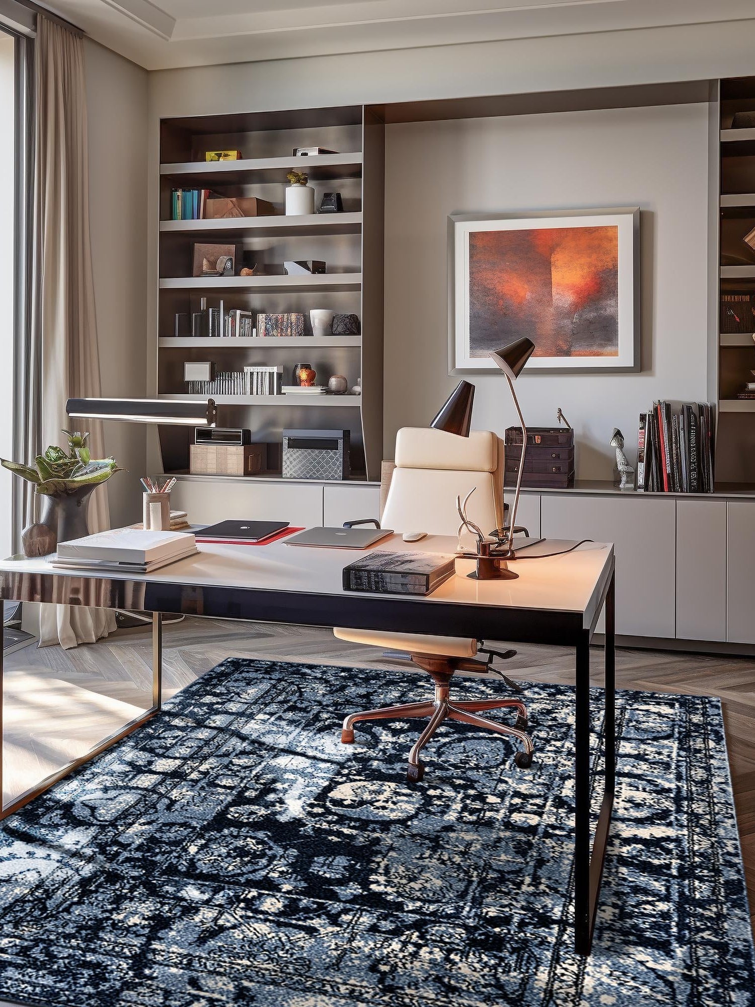 Blue 10' x 13' 1 La Jolla Rectangle Area Rug 100% Polypropylene Traditional Pattern Easy Clean Carpet for Living, Dining, Bedroom, Office for Sale at Rug Engine
