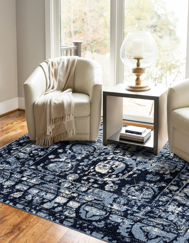 Blue 10' x 14' 1 La Jolla Rectangle Area Rug 100% Polypropylene Traditional Pattern Easy Clean Carpet for Living, Dining, Bedroom, Office for Sale at Rug Engine