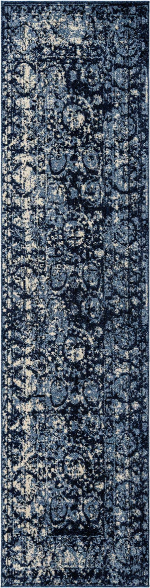 Blue 2' 7 x 10' La Jolla Runner Area Rug 100% Polypropylene Traditional Pattern Easy Clean Carpet for Living, Dining, Bedroom, Office for Sale at Rug Engine