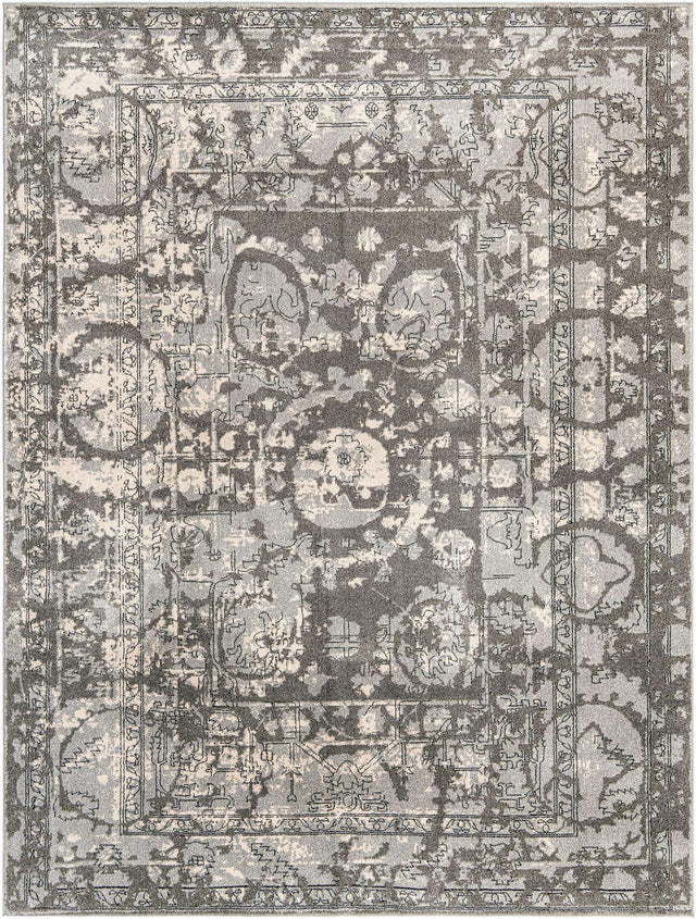 Gray 9' x 12' La Jolla Rectangle Area Rug 100% Polypropylene Traditional Pattern Easy Clean Carpet for Living, Dining, Bedroom, Office for Sale at Rug Engine