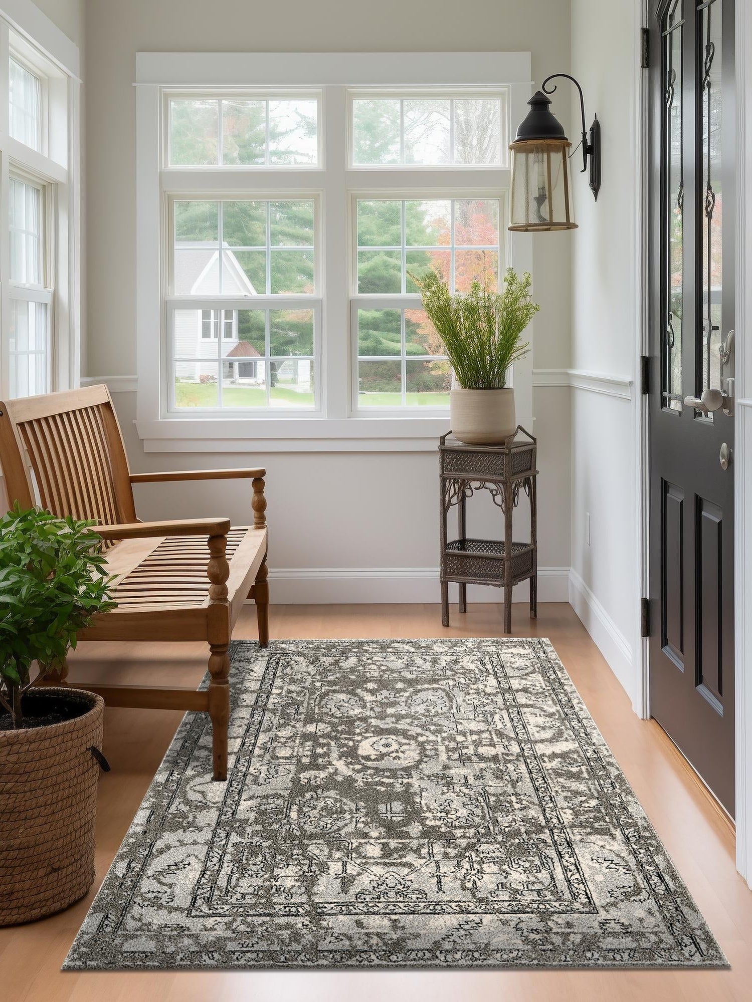 Gray 3' 1 x 5' 3 La Jolla Rectangle Area Rug 100% Polypropylene Traditional Pattern Easy Clean Carpet for Living, Dining, Bedroom, Office for Sale at Rug Engine