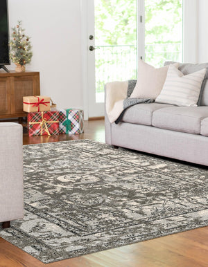 Gray 10' x 14' 1 La Jolla Rectangle Area Rug 100% Polypropylene Traditional Pattern Easy Clean Carpet for Living, Dining, Bedroom, Office for Sale at Rug Engine