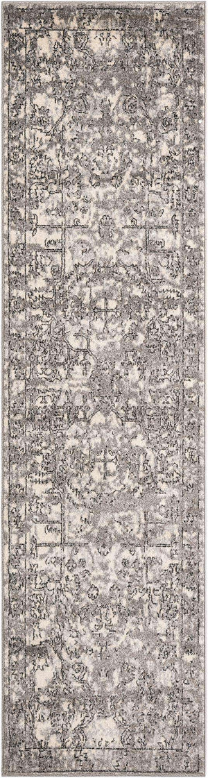 Gray 2' 7 x 10' La Jolla Runner Area Rug 100% Polypropylene Traditional Pattern Easy Clean Carpet for Living, Dining, Bedroom, Office for Sale at Rug Engine