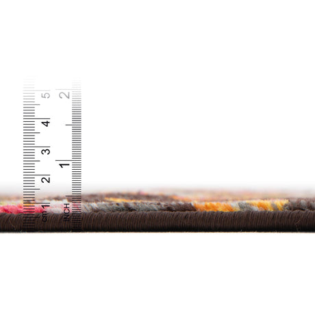 Brown 8' x 8' Estrella Round Area Rug 100% Polypropylene Non-Shedding Stain Resistant Carpet Colorful Modern Abstract Design Easy Clean for Home Decor for Sale at Rug Engine