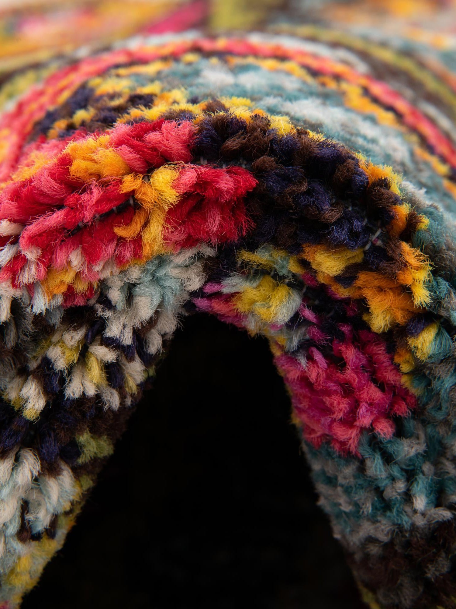 Brown 8' x 8' Estrella Round Area Rug 100% Polypropylene Non-Shedding Stain Resistant Carpet Colorful Modern Abstract Design Easy Clean for Home Decor for Sale at Rug Engine