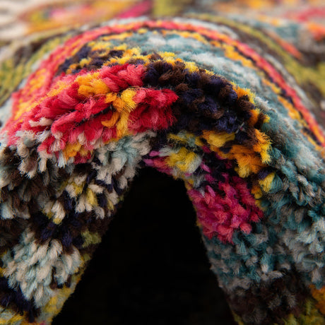 Brown 8' x 8' Estrella Round Area Rug 100% Polypropylene Non-Shedding Stain Resistant Carpet Colorful Modern Abstract Design Easy Clean for Home Decor for Sale at Rug Engine