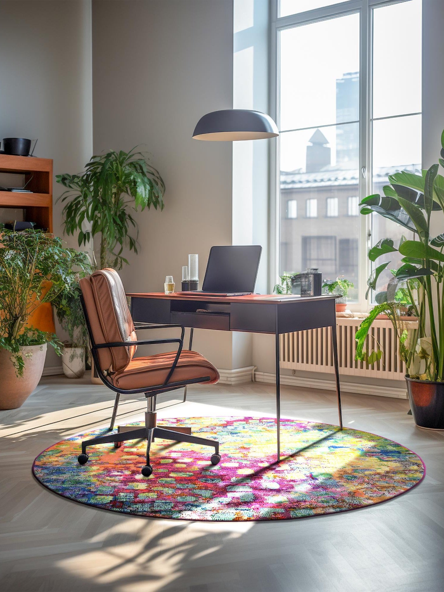 Multicolor 12' 2 x 12' 2 Jardin Round Area Rug 100% Polypropylene With Cotton Backing Colorful & Vivid Modern Carpet for Home Decor for Sale at Rug Engine