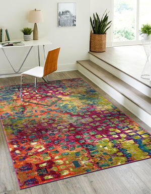 Multicolor 6' 1 x 9' Jardin Rectangle Area Rug 100% Polypropylene With Cotton Backing Colorful & Vivid Modern Carpet for Home Decor for Sale at Rug Engine