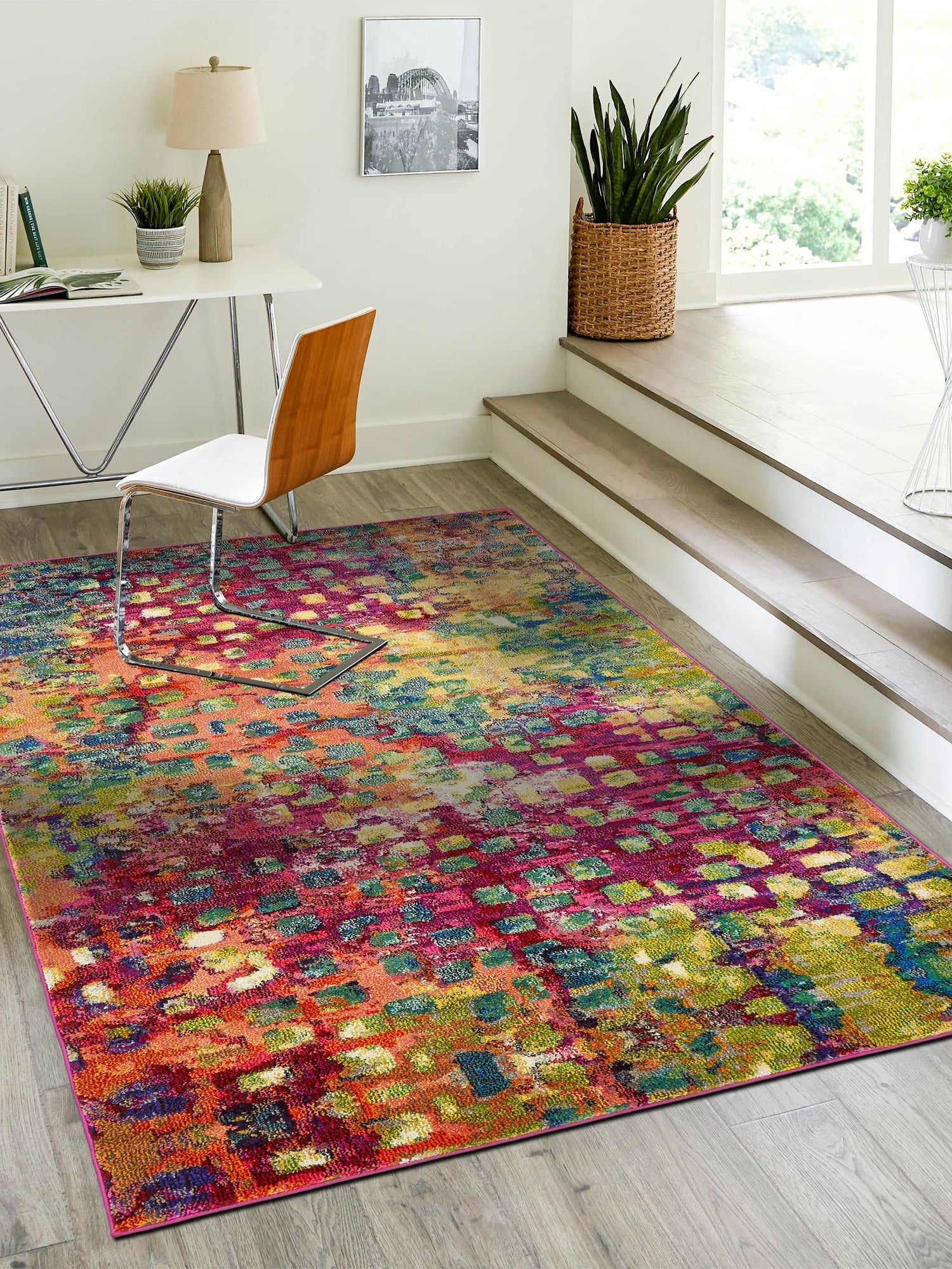 Multicolor 8' x 10' Jardin Rectangle Area Rug 100% Polypropylene With Cotton Backing Colorful & Vivid Modern Carpet for Home Decor for Sale at Rug Engine