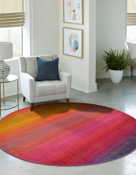 Multicolor 6' 1 x 6' 1 Estrella Round Area Rug 100% Polypropylene Non-Shedding Stain Resistant Carpet Colorful Modern Abstract Design Easy Clean for Home Decor for Sale at Rug Engine