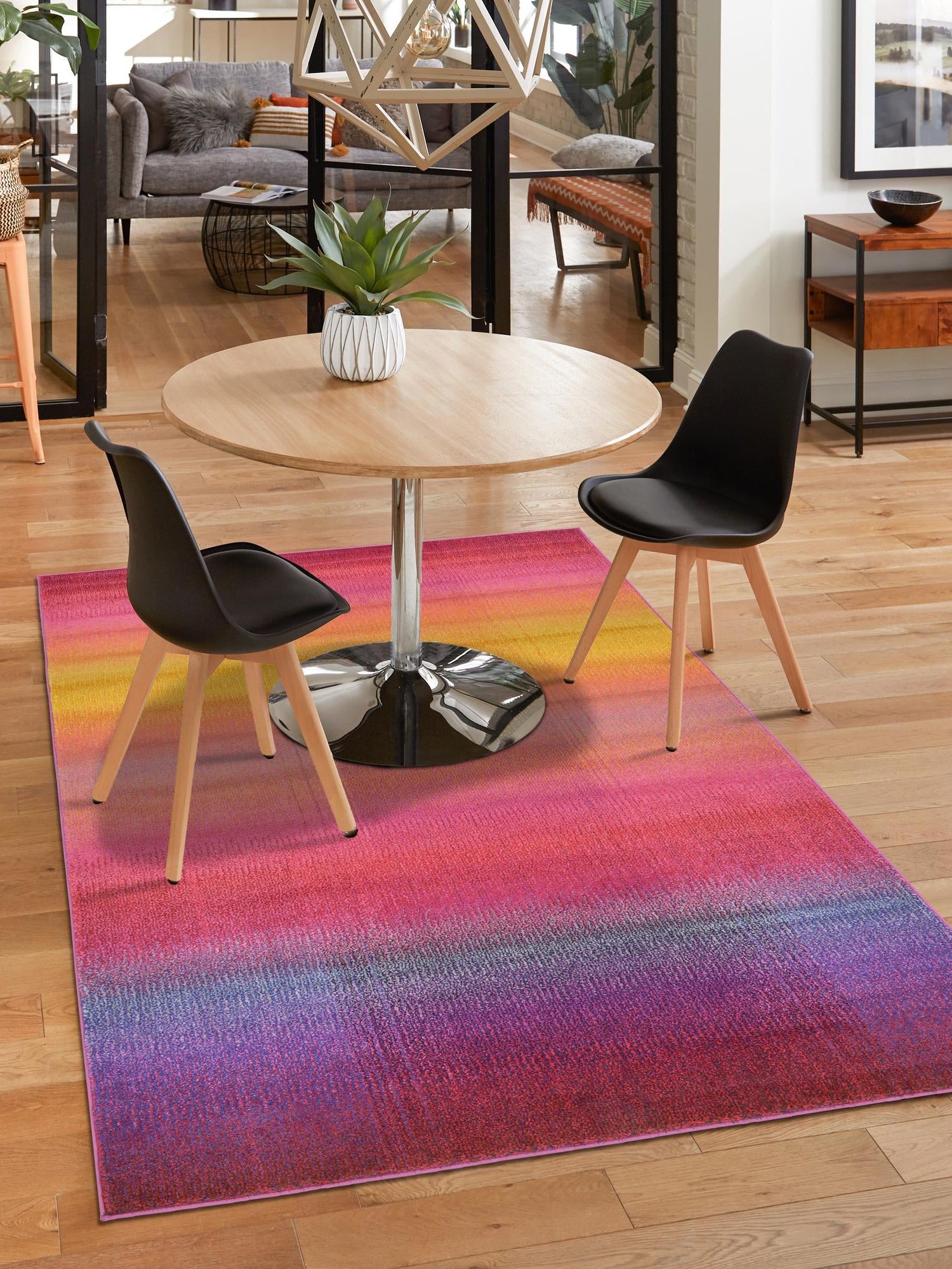 Multicolor 7' 1 x 10' Estrella Rectangle Area Rug 100% Polypropylene Non-Shedding Stain Resistant Carpet Colorful Modern Abstract Design Easy Clean for Home Decor for Sale at Rug Engine