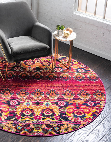 Red 6' 1 x 6' 1 Medici Round Area Rug 100% Polypropylene Traditional Vintage Classic Carpet for Home Interior Design Decor for Sale at Rug Engine