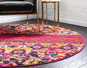 Red 3' 3 x 3' 3 Medici Round Area Rug 100% Polypropylene Traditional Vintage Classic Carpet for Home Interior Design Decor for Sale at Rug Engine