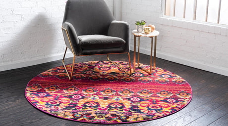 Red 8' x 8' Medici Round Area Rug 100% Polypropylene Traditional Vintage Classic Carpet for Home Interior Design Decor for Sale at Rug Engine