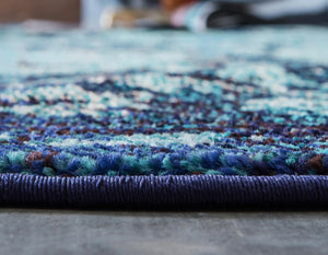 Blue 3' 3 x 3' 3 Medici Round Area Rug 100% Polypropylene Traditional Vintage Classic Carpet for Home Interior Design Decor for Sale at Rug Engine