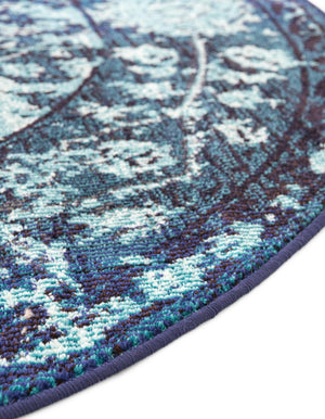 Blue 3' 3 x 3' 3 Medici Round Area Rug 100% Polypropylene Traditional Vintage Classic Carpet for Home Interior Design Decor for Sale at Rug Engine