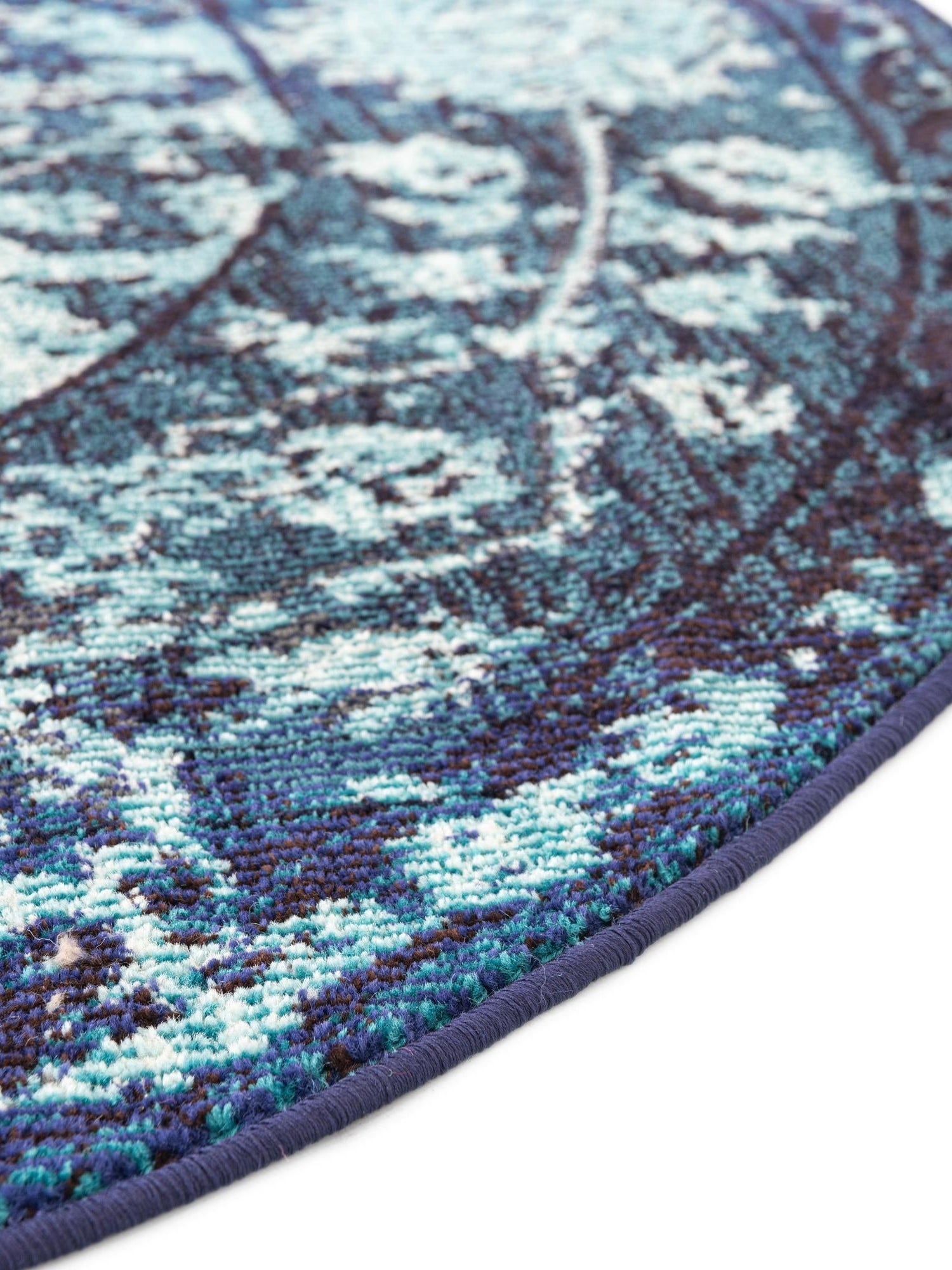 Blue 8' x 8' Medici Round Area Rug 100% Polypropylene Traditional Vintage Classic Carpet for Home Interior Design Decor for Sale at Rug Engine