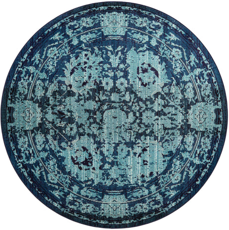Blue 8' x 8' Medici Round Area Rug 100% Polypropylene Traditional Vintage Classic Carpet for Home Interior Design Decor for Sale at Rug Engine