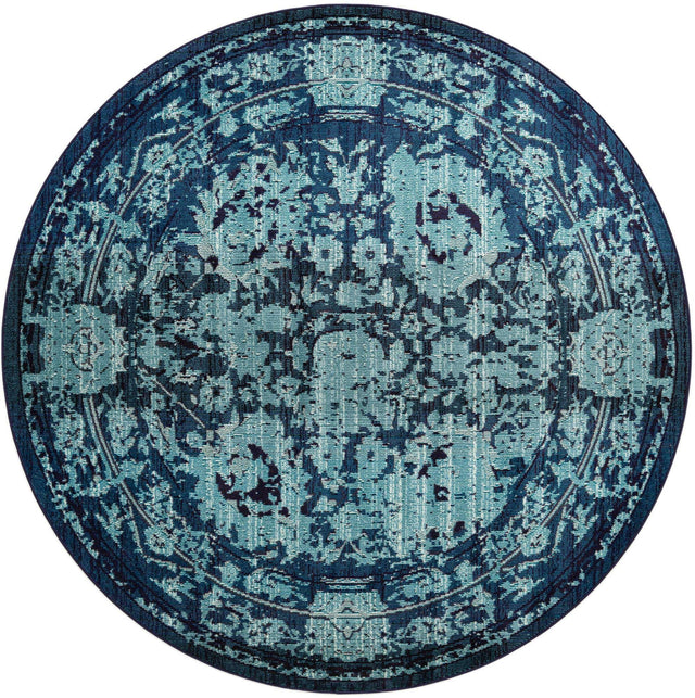 Blue 8' x 8' Medici Round Area Rug 100% Polypropylene Traditional Vintage Classic Carpet for Home Interior Design Decor for Sale at Rug Engine