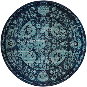 Blue 6' 1 x 6' 1 Medici Round Area Rug 100% Polypropylene Traditional Vintage Classic Carpet for Home Interior Design Decor for Sale at Rug Engine
