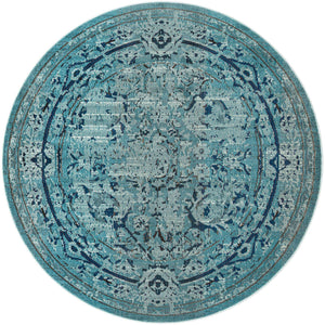 Light Blue 8' x 8' Medici Round Area Rug 100% Polypropylene Traditional Vintage Classic Carpet for Home Interior Design Decor for Sale at Rug Engine