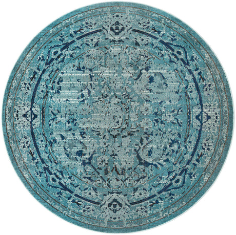 Light Blue 8' x 8' Medici Round Area Rug 100% Polypropylene Traditional Vintage Classic Carpet for Home Interior Design Decor for Sale at Rug Engine