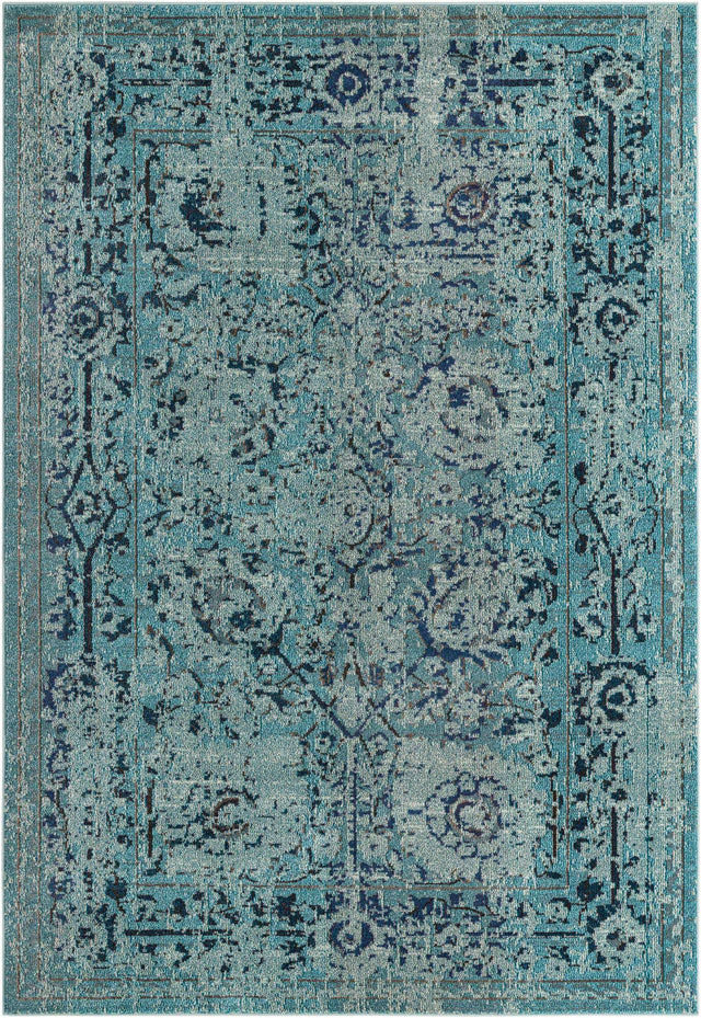 Light Blue 7' 1 x 10' Medici Rectangle Area Rug 100% Polypropylene Traditional Vintage Classic Carpet for Home Interior Design Decor for Sale at Rug Engine