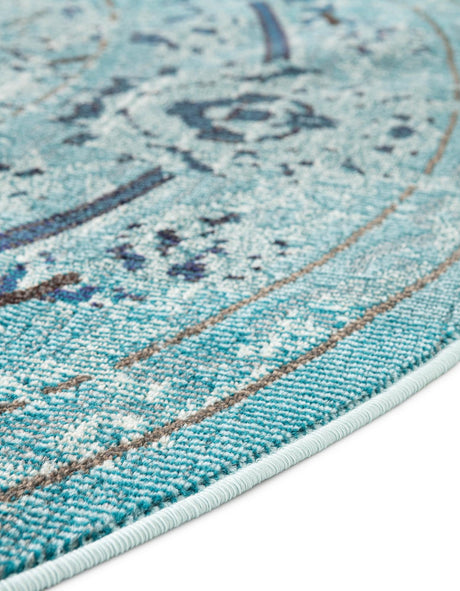 Light Blue 6' 1 x 6' 1 Medici Round Area Rug 100% Polypropylene Traditional Vintage Classic Carpet for Home Interior Design Decor for Sale at Rug Engine