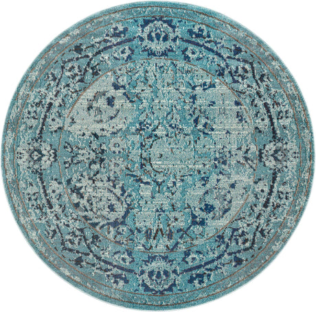 Light Blue 6' 1 x 6' 1 Medici Round Area Rug 100% Polypropylene Traditional Vintage Classic Carpet for Home Interior Design Decor for Sale at Rug Engine