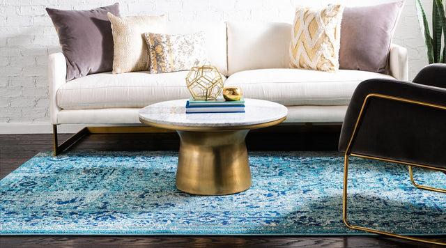 Light Blue 8' x 11' Medici Rectangle Area Rug 100% Polypropylene Traditional Vintage Classic Carpet for Home Interior Design Decor for Sale at Rug Engine