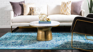 Light Blue 8' x 10' Medici Rectangle Area Rug 100% Polypropylene Traditional Vintage Classic Carpet for Home Interior Design Decor for Sale at Rug Engine