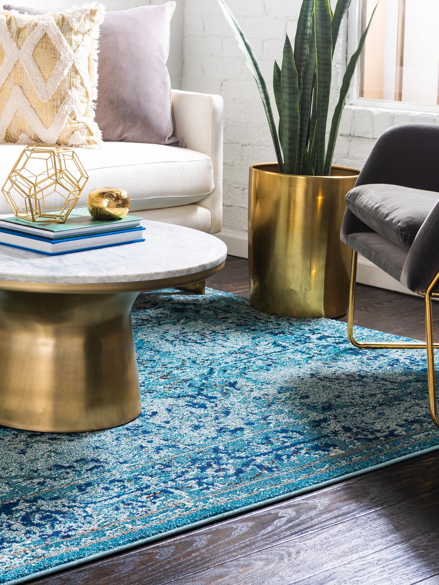 Light Blue 3' 3 x 5' 3 Medici Rectangle Area Rug 100% Polypropylene Traditional Vintage Classic Carpet for Home Interior Design Decor for Sale at Rug Engine