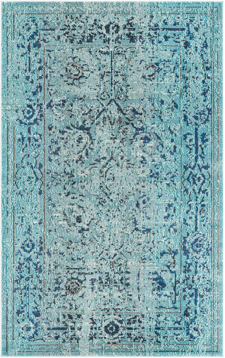 Light Blue 5' 1 x 8' Medici Rectangle Area Rug 100% Polypropylene Traditional Vintage Classic Carpet for Home Interior Design Decor for Sale at Rug Engine