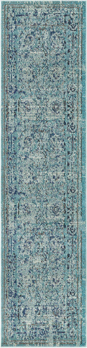 Light Blue 2' 7 x 10' Medici Runner Area Rug 100% Polypropylene Traditional Vintage Classic Carpet for Home Interior Design Decor for Sale at Rug Engine