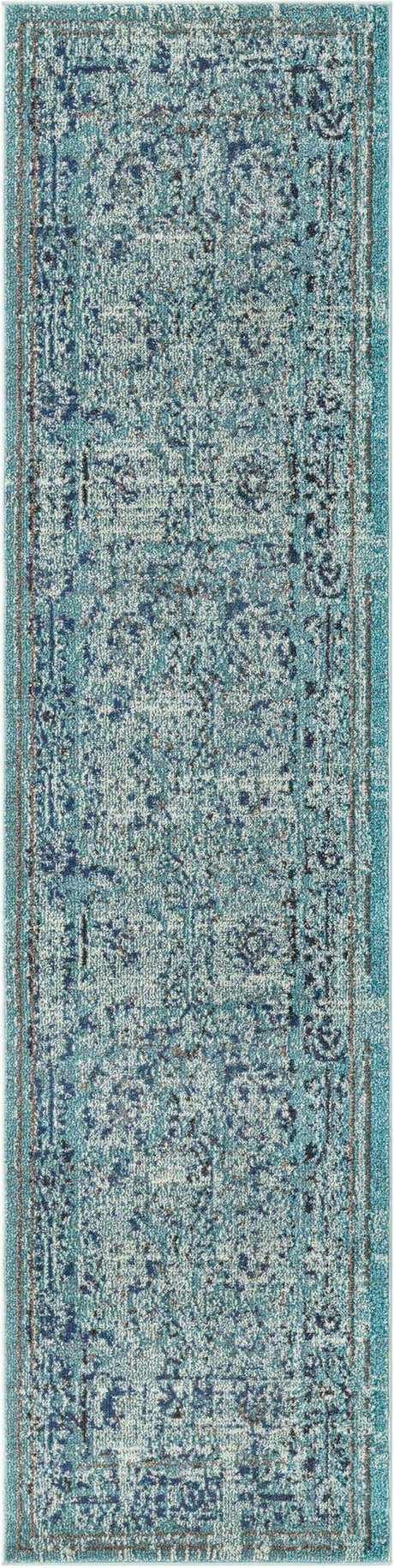 Light Blue 2' 7 x 10' Medici Runner Area Rug 100% Polypropylene Traditional Vintage Classic Carpet for Home Interior Design Decor for Sale at Rug Engine