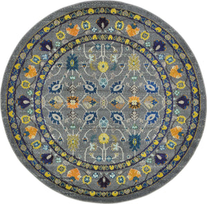 Gray 6' 1 x 6' 1 Medici Round Area Rug 100% Polypropylene Traditional Vintage Classic Carpet for Home Interior Design Decor for Sale at Rug Engine