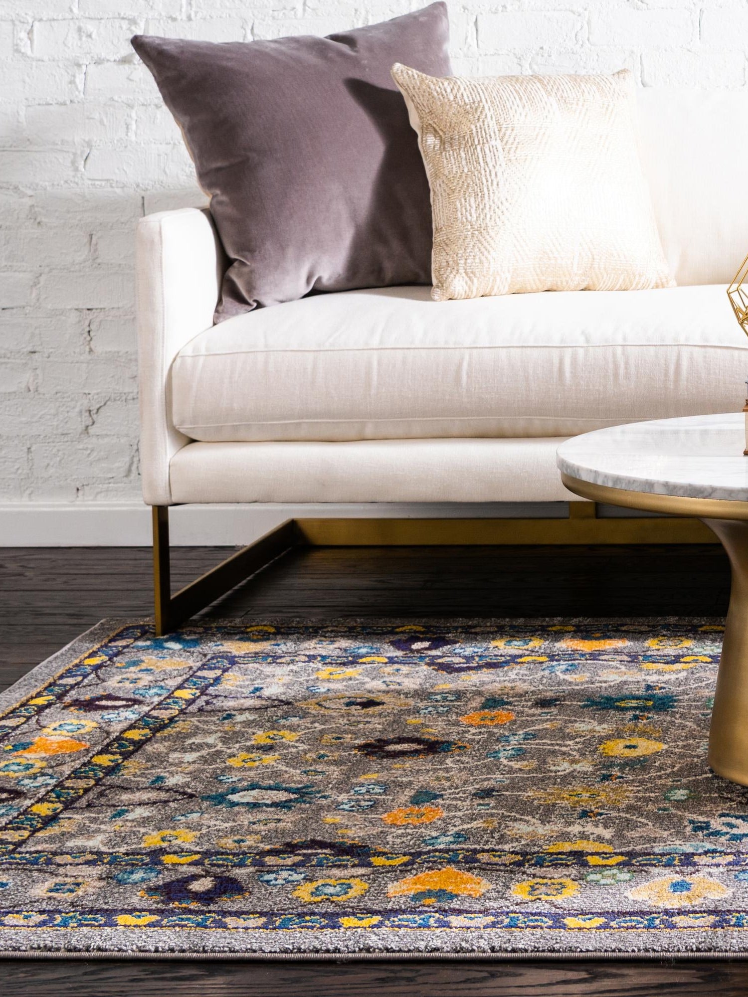 Gray 9' x 12' Medici Rectangle Area Rug 100% Polypropylene Traditional Vintage Classic Carpet for Home Interior Design Decor for Sale at Rug Engine