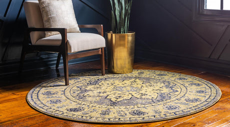 Gray 8' x 8' Medici Round Area Rug 100% Polypropylene Traditional Vintage Classic Carpet for Home Interior Design Decor for Sale at Rug Engine