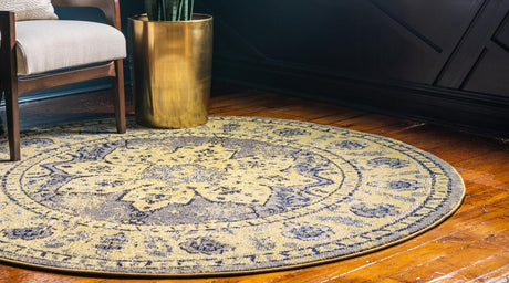 Gray 8' x 8' Medici Round Area Rug 100% Polypropylene Traditional Vintage Classic Carpet for Home Interior Design Decor for Sale at Rug Engine